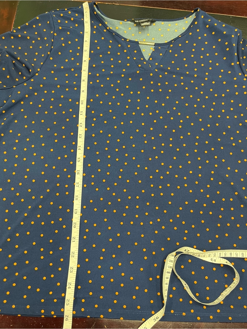Liz Claiborne navy dotted blouse size XXL - Picture 7 of 7